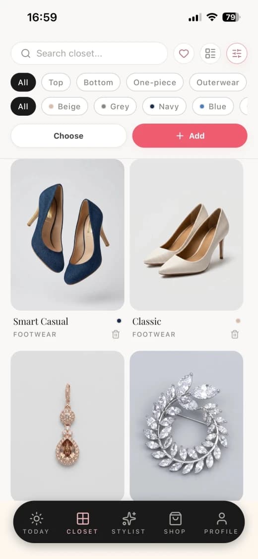 Digital wardrobe view